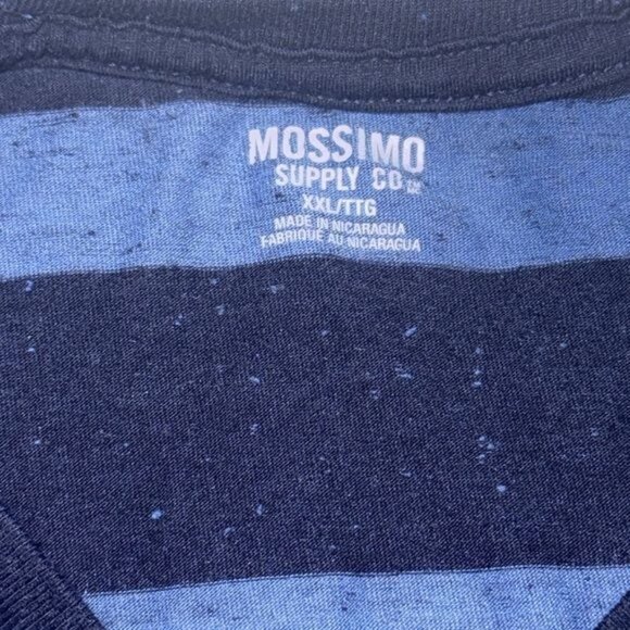 Mossimo Supply Co. Mens V-Neck Striped T-Shirt XXL Black & Blue - Picture 3 of 7